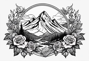 Mountain, rose and dessert tattoo idea