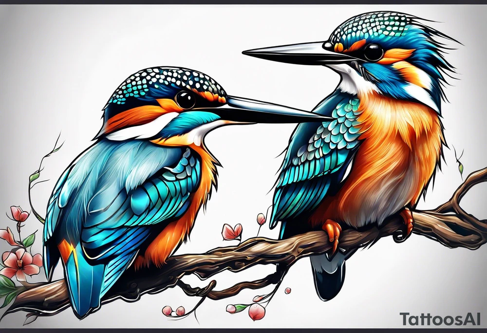 a kingfisher is trapped in a lot of chain tattoo idea