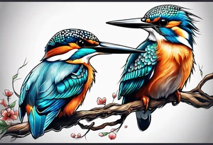 a kingfisher is trapped in a lot of chain tattoo idea