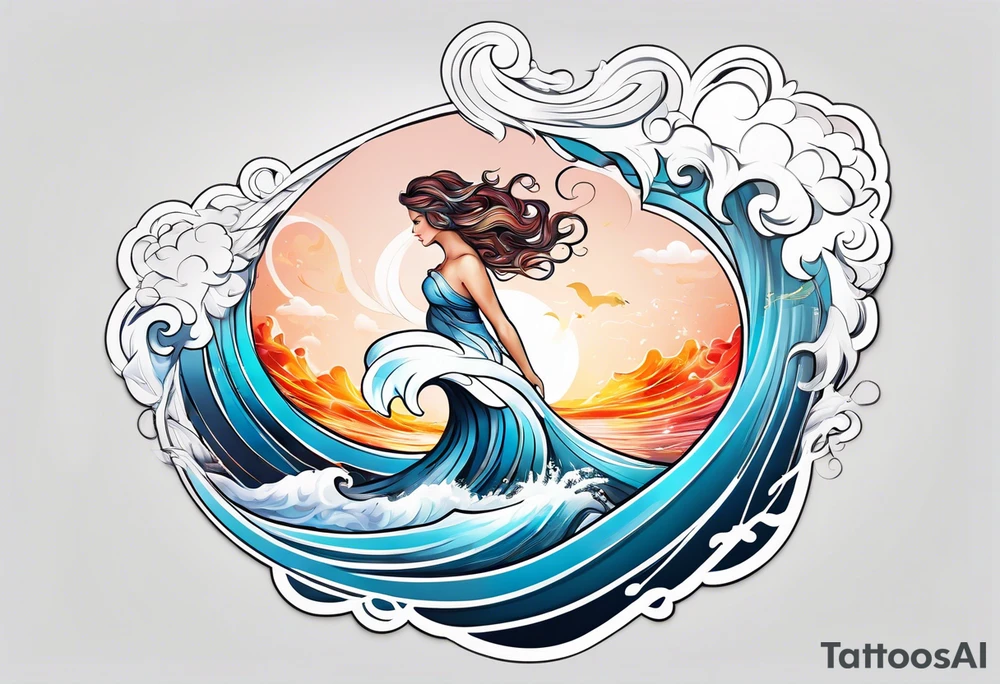 Wave, baby, angel tattoo idea