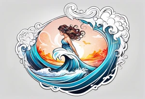 Wave, baby, angel tattoo idea