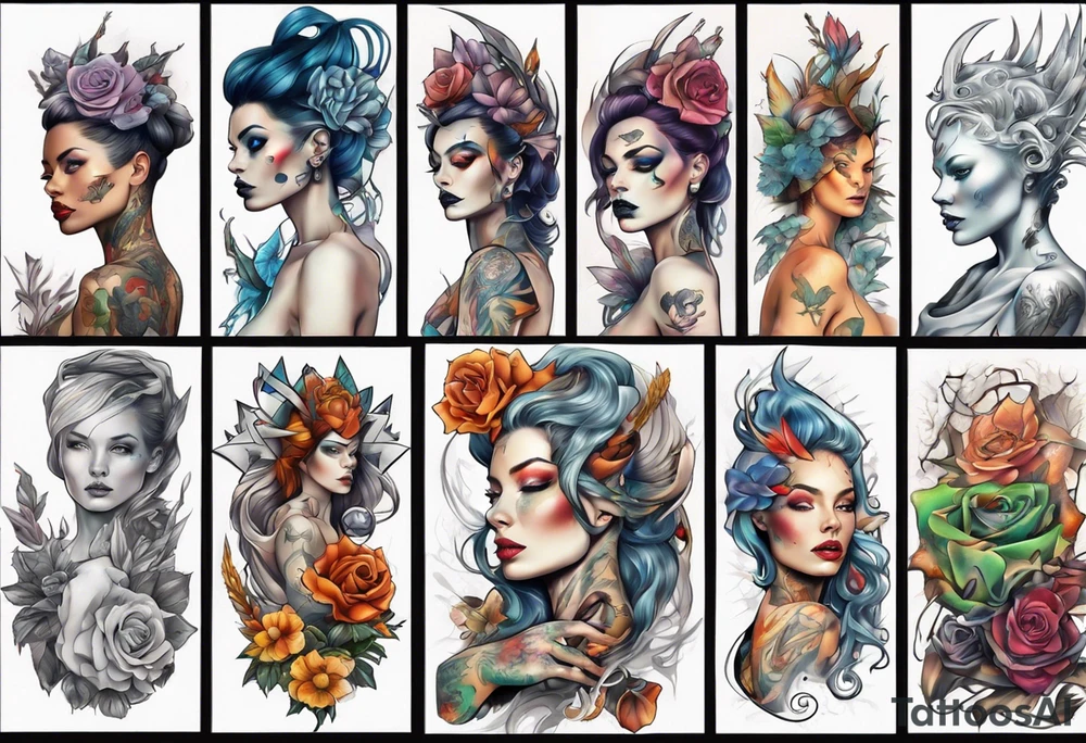 majestic woman tattoo idea