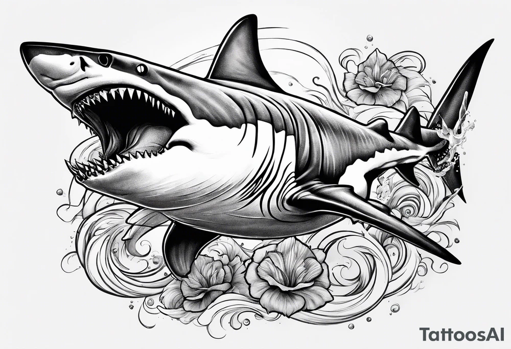 Hammerhead shark and tiger shark tattoo idea