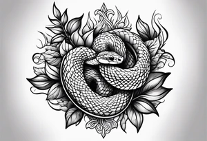 snake with leaves and vines tattoo idea