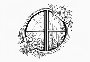 Broken window, flowers, beauty tattoo idea