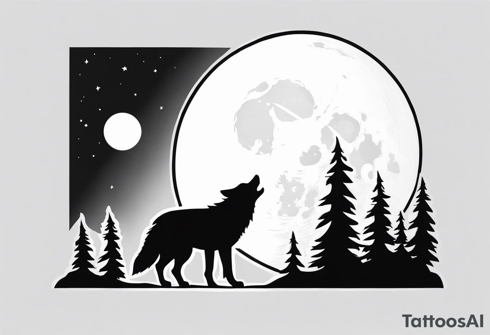 Wolf Howling at the Moon tattoo idea