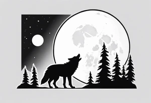 Wolf Howling at the Moon tattoo idea