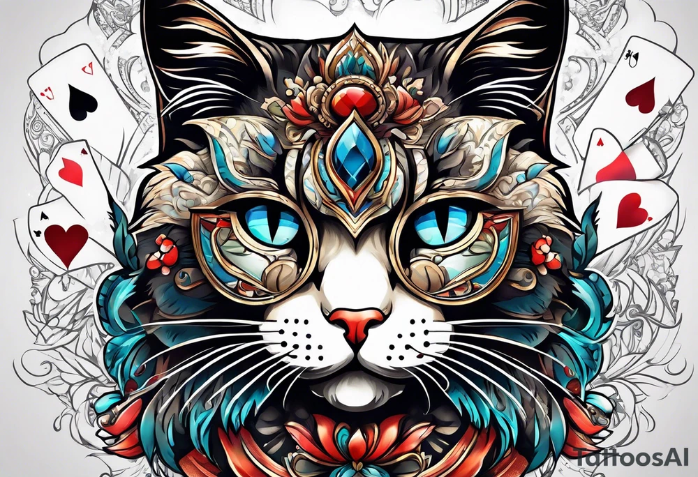 Cat made out of playing cards tattoo idea