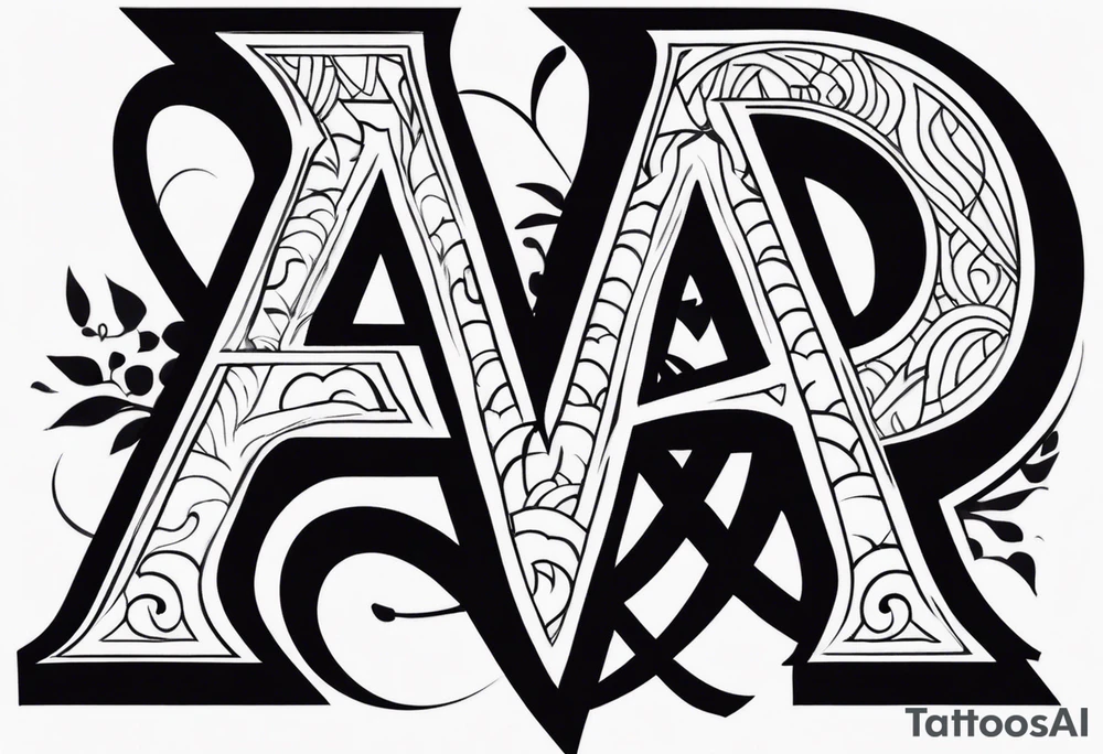 the letters A R in the middle of a ninja headband tattoo idea