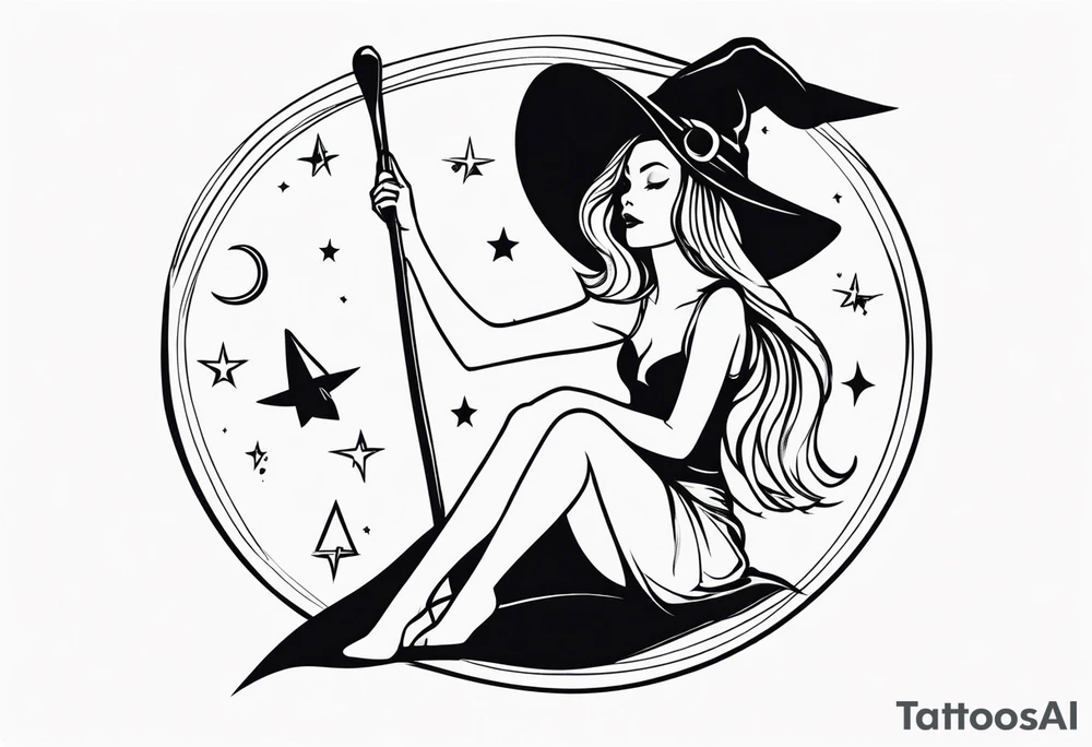 witch, fantasy, broom, charmed, moons,wicca tattoo idea