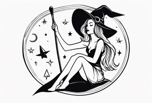 witch, fantasy, broom, charmed, moons,wicca tattoo idea
