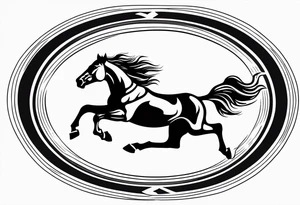 mustang jumping out of circle tattoo idea