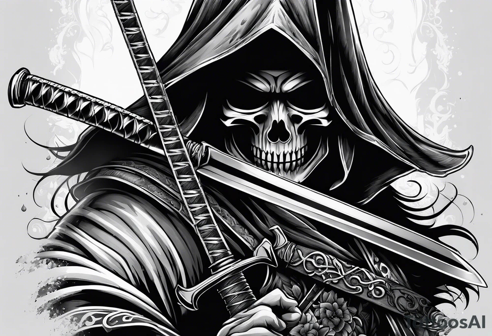 Katana and grim reaper tattoo idea