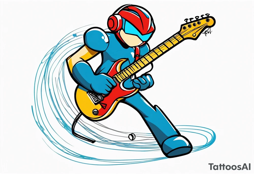 rockman playing electric guitar tattoo idea