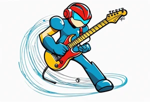 rockman playing electric guitar tattoo idea