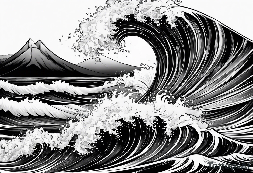 stormy sea waves tattoo idea