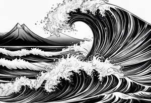 stormy sea waves tattoo idea