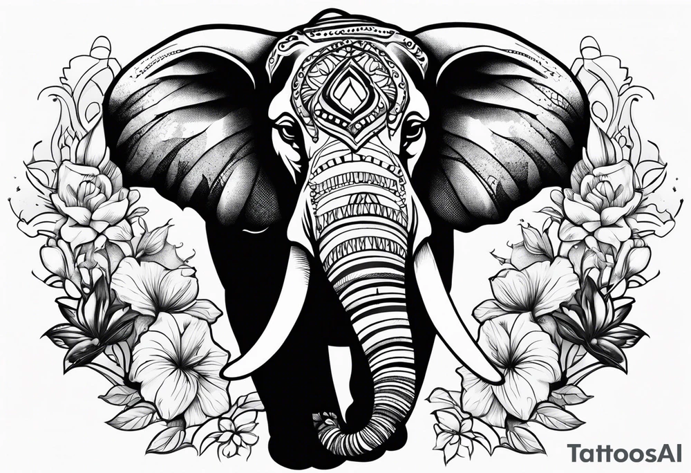 Tatoage sleef met Jungel, olifant, tijger, beer, leeuw, cameleon tattoo idea