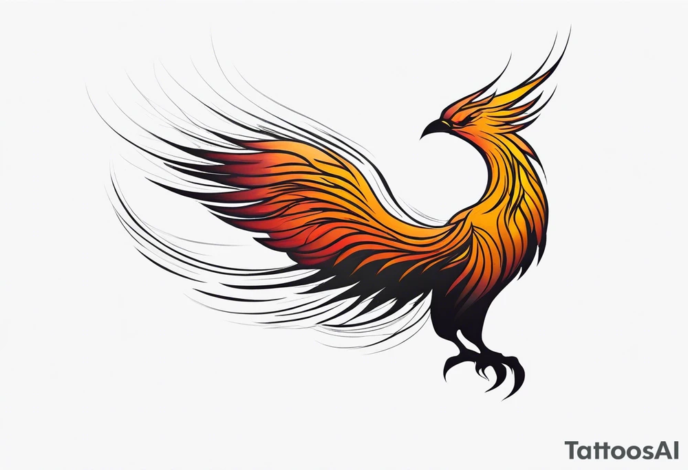 elongated phoenix in profile with no claws tattoo idea
