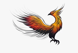 elongated phoenix in profile with no claws tattoo idea