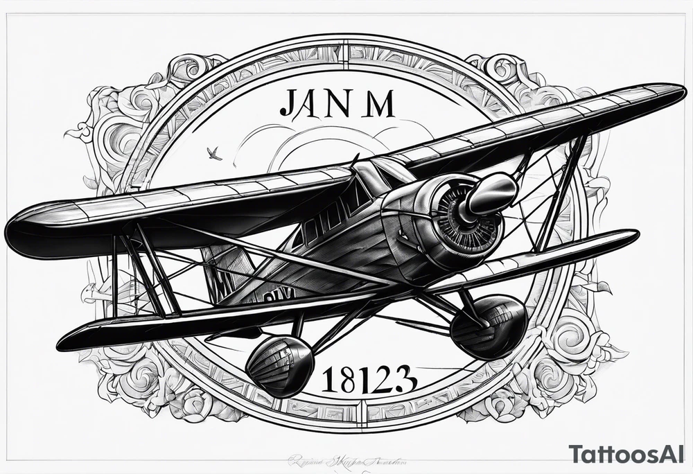 Plane Cross with Roman numeral Jan 18 2023 tattoo idea
