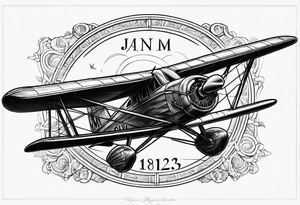 Plane Cross with Roman numeral Jan 18 2023 tattoo idea