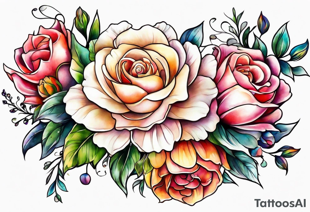 In memory of mom with flowers tattoo idea
