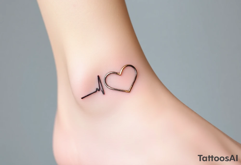 A heartbeat line wrapping around a delicate infinity symbol, colored in silver with glowing accents of gold, representing eternal love. tattoo idea