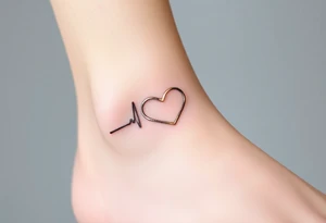 A heartbeat line wrapping around a delicate infinity symbol, colored in silver with glowing accents of gold, representing eternal love. tattoo idea