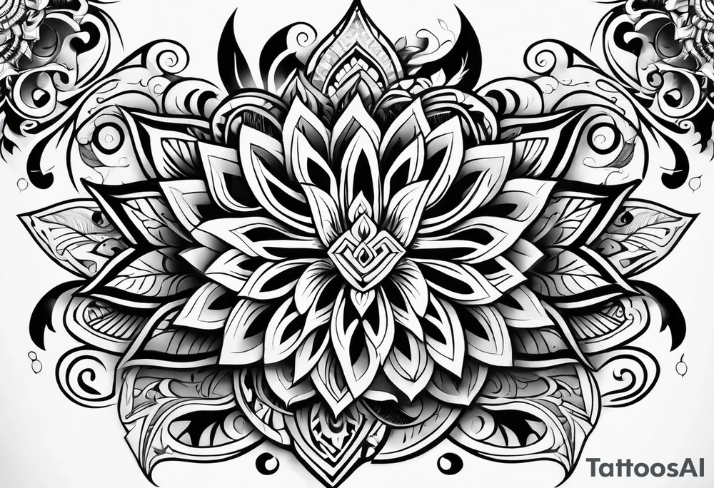 Polynesian tribal floral forearm tattoo idea