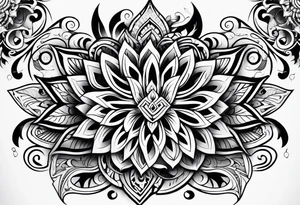Polynesian tribal floral forearm tattoo idea