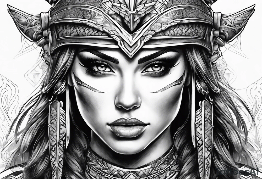 Woman warrior tattoo idea