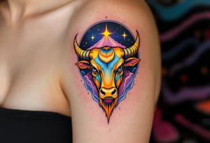 Taurus ♉ glows like a golden bull in the sky, steady and strong beneath the velvet night. tattoo idea