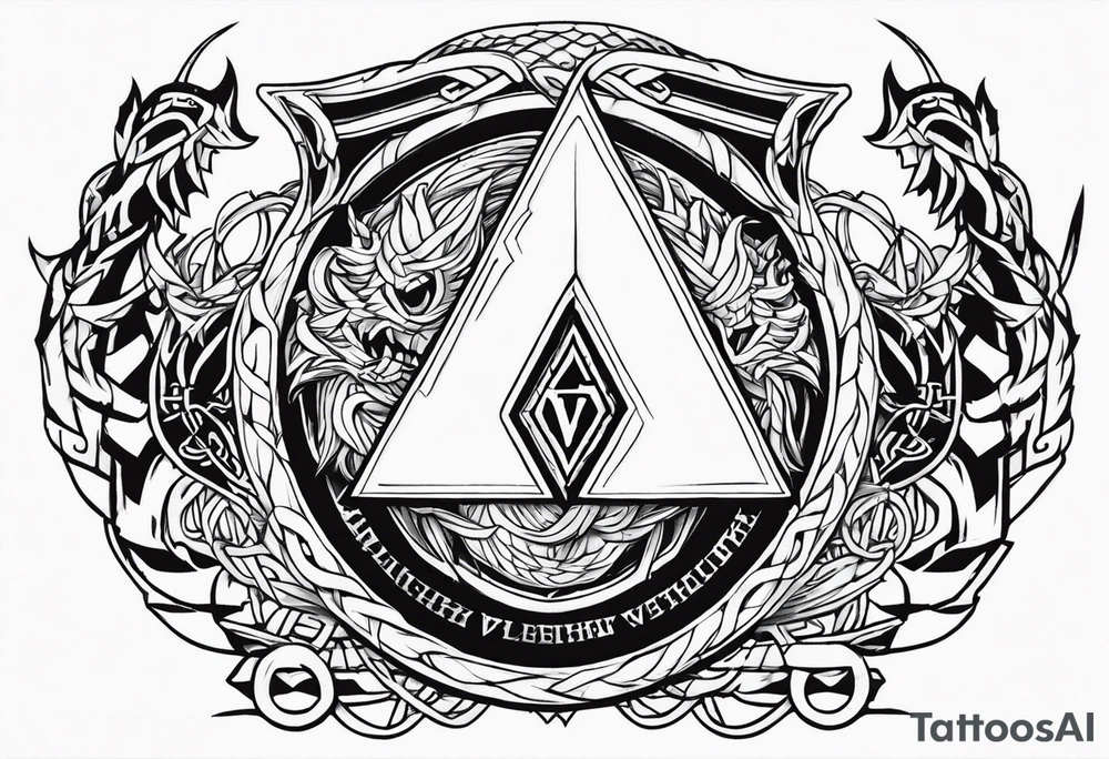 Valhalla sword shield dragon axe Valknut barbed wire chains fire tattoo idea Valhalla sword shield dragon axe Valknut barbed wire chains fire tattoo idea