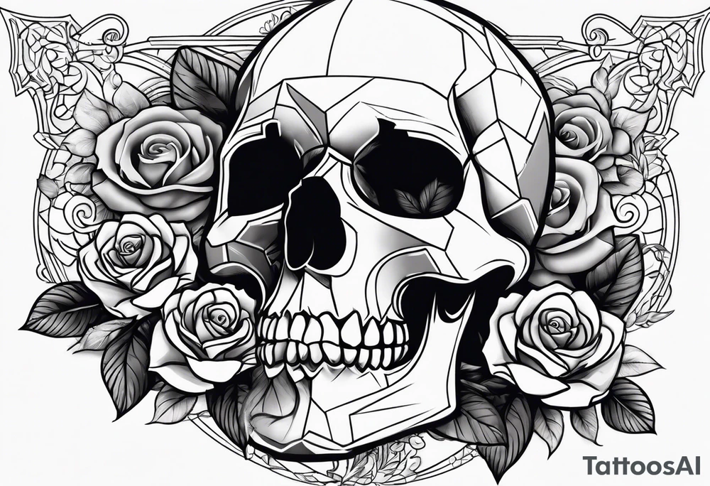 skull and roses tattoo idea