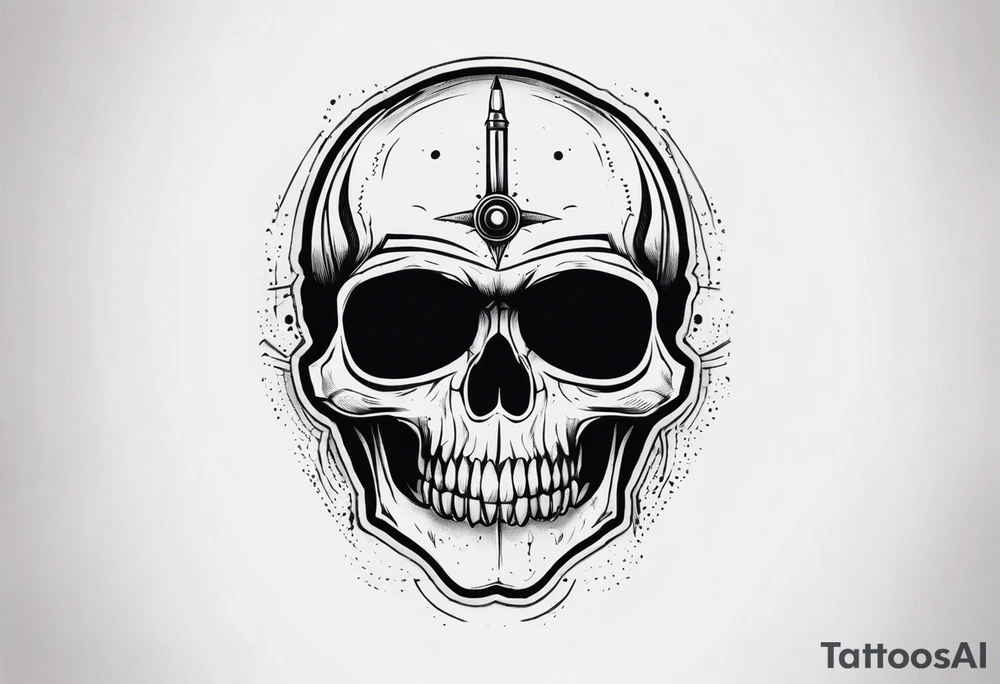 small dark skull with bullet hole eyes tattoo idea