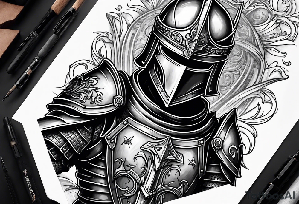 knight with heavy armor tattoo idea