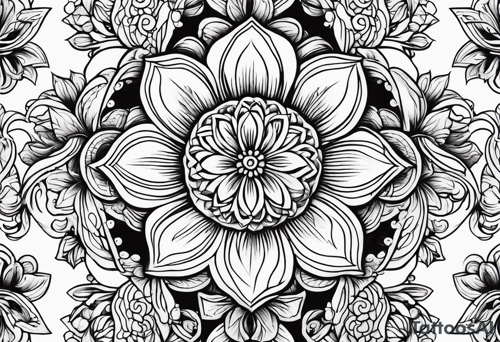 ornaments of flowers tattoo idea