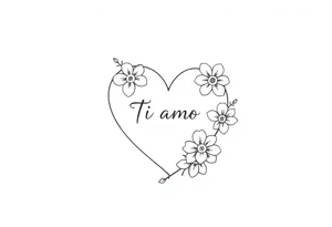 I want (Ti Amo L)in a small heart shape with flowers tattoo idea