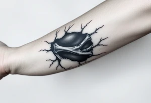 Forearm bones visible thru ripped skin and tissue tattoo idea
