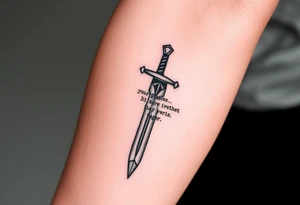 sword with verse inside of it tattoo idea