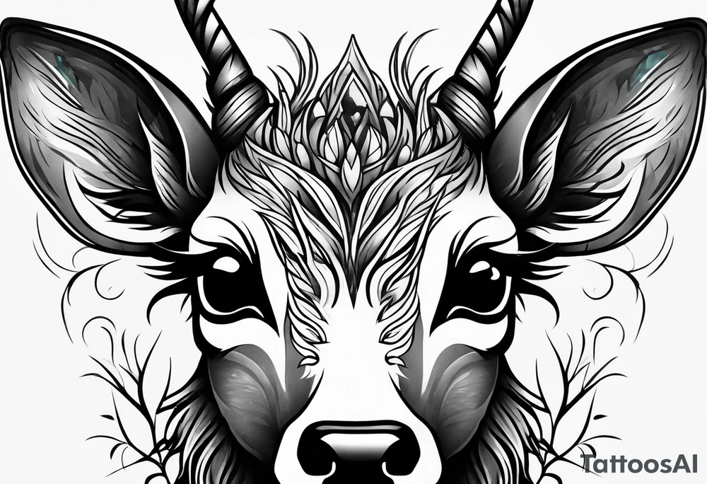 dark themed crying bambi fawn tattoo idea