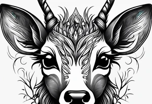 dark themed crying bambi fawn tattoo idea