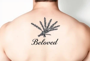 make me an image  A sage bundle with “Beloved” underlined beneath it. tattoo idea