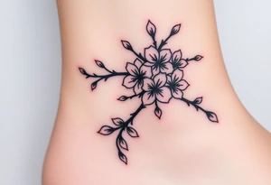 delicate cherry blossoms swirling in spring breeze with petals tattoo idea
