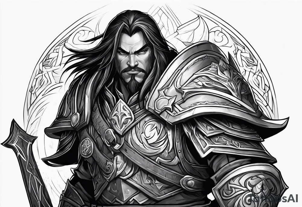 Alliance heroes from warcraft Varian Wrynn sleeve tattoo idea