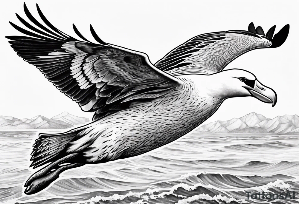 flying giant albatross symmetrical tattoo idea