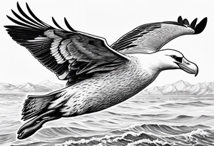 flying giant albatross symmetrical tattoo idea