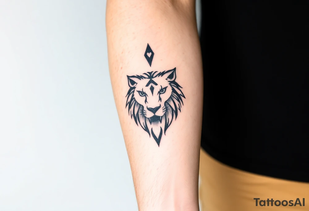 Fancy style "leo"  birth
 sign lion tattoo idea