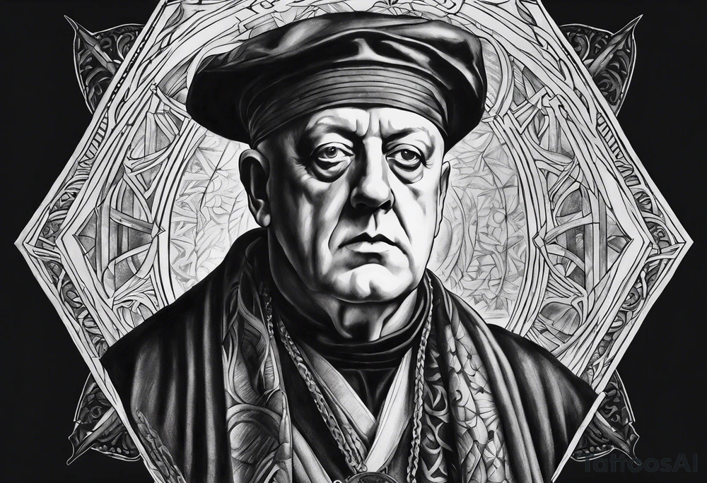 portrait of Aleister Crowley tattoo idea